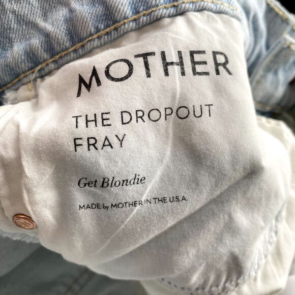 MOTHER Jeans Women Sz 26 Light Wash Distressed The Dropout Fray Get Blondie - Picture 7 of 16